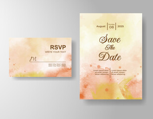 Wedding invitation with abstract splash watercolor