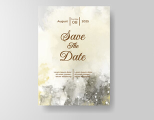 Wedding invitation with abstract splash watercolor