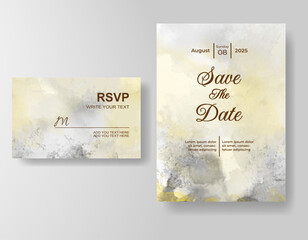 Wedding invitation with abstract splash watercolor