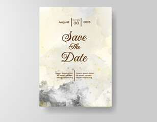 Wedding invitation with abstract splash watercolor
