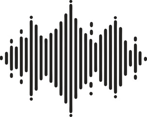 Black Halftone Sound Waves – Audio Waveform Vector Illustration