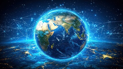 Fototapeta premium Global network connection, digital earth.