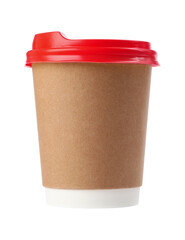 One paper takeaway cup on white background