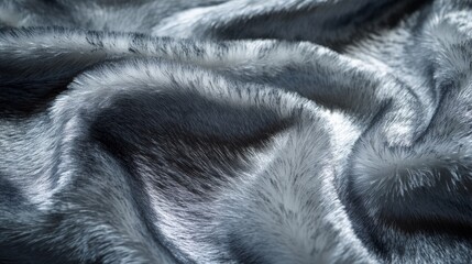 Silver faux fur with shimmering metallic surface. Premium glamourous faux fur background