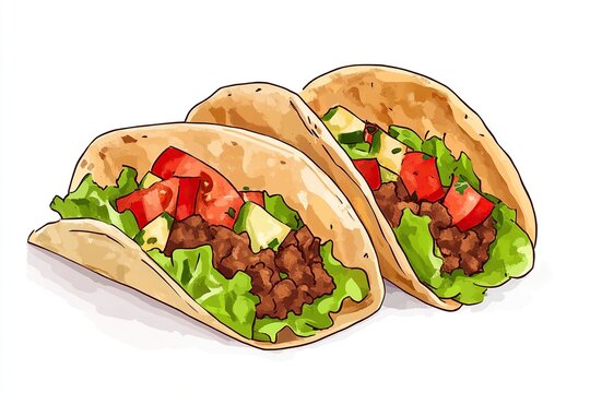 tacos with fillings, food, white background clip art preview