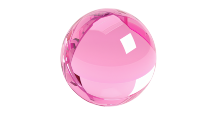 Pink crystal sphere ball 3D render icon isolated on white background