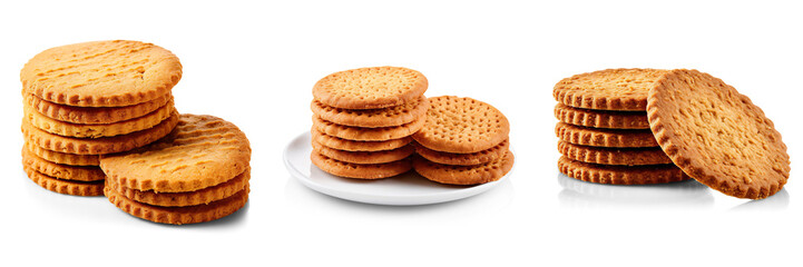 Variety of Sweetmeal Digestive Biscuits Stack of Golden-Brown Textured Cookies