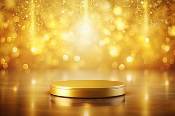 Golden Hour Podium: Minimalist Product Display Panoramic