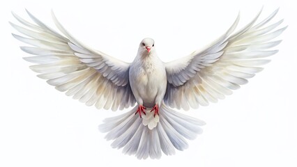 Obraz premium Graceful White Dove in Flight: Elegant Watercolor Illustration