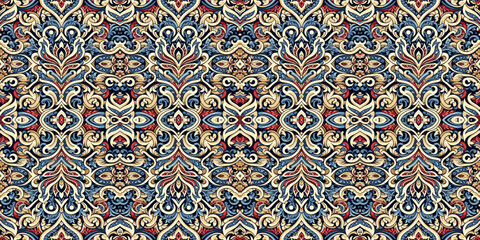 abstract seamless pattern with blue flowers