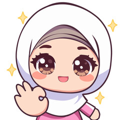 A cute and adorable doodle of a Muslim woman.