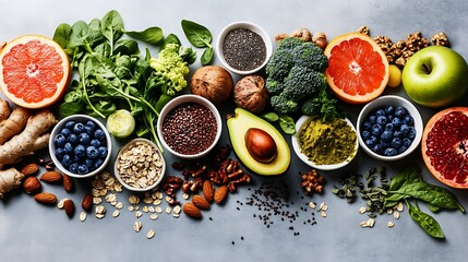 Healthy Food Ingredients and Fruits / 健康食品の材料と果物