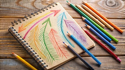 Fototapeta premium Hand-Drawn Pencil Arrows: Doodle Curved Chalk Darts & Scribble Texture Design Elements