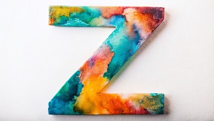 Hand-Painted Watercolor Letter Z: Artistic Alphabet Detail