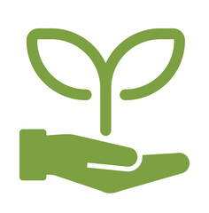 手と芽のアイコン、手のひらの双葉のイラスト