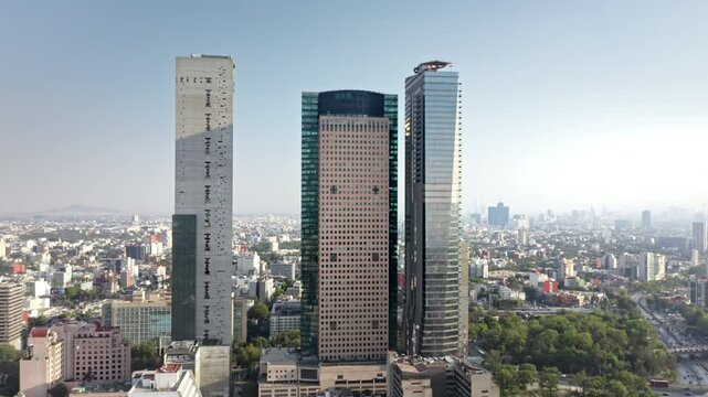 Mexico City Downtown Skyline &ndash; Skyscraper Business Modern Buildings Aerial View Banking Sunny Day