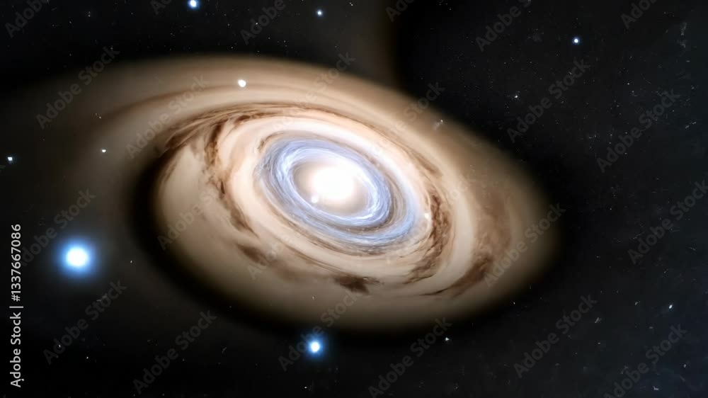 Poster Spiral galaxy rotating in the vastness of space captured during a clear stellar observation session