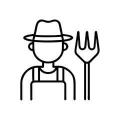 Obraz premium Farmer holding pitchfork, agriculture profession icon
