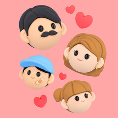 family, mother, father, 3d, object