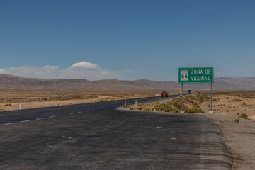 Sign Vicuna in Salinas y Aguada Blanca national reserve, Peru