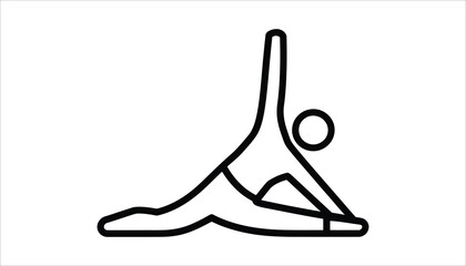 Yoga Pose Stick Figure Icon.  Child’s Pose, Minimalist Black Vector Illustration for Meditation and Wellness.