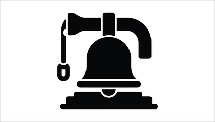Vintage Bell Icon. Classic Black Silhouette of Ringing Bell, Vector Illustration.