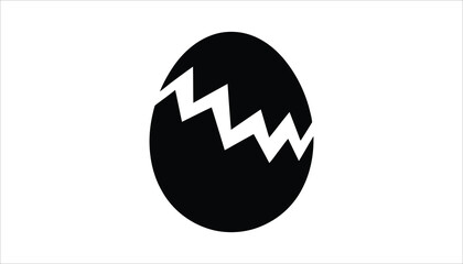 Cracked Egg Icon. Black Silhouette of Broken Easter or Hatch Egg, Vector Illustration.