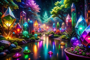 Obraz premium Enchanted Crystal Garden Landscape