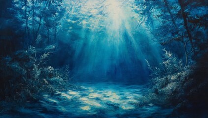 Fototapeta premium Sunlit underwater forest
