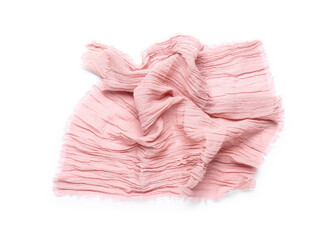 Fabric pink napkin isolated on white background