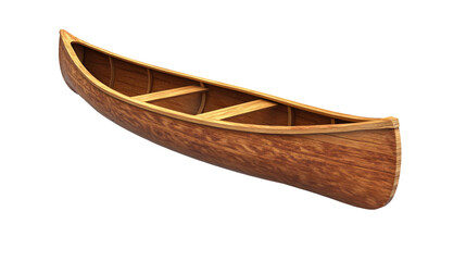 Wooden Canoe with Traditional Design,  on a white and transparent background, PNG.