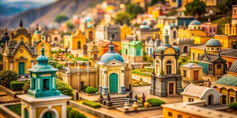 Fototapeta premium Lima Cemetery Museum: Miniature Tilt-Shift Photography of Historic Architecture