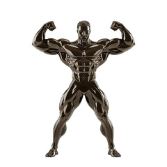 A muscular figure flexing its biceps, showcasing an impressive physique with defined muscles and a strong stance.