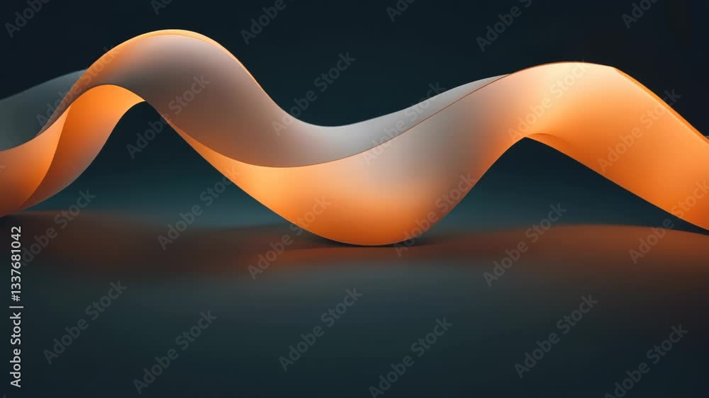 Poster artistic light and shadow play with a smooth ribbon in a dark setting at an indoor space