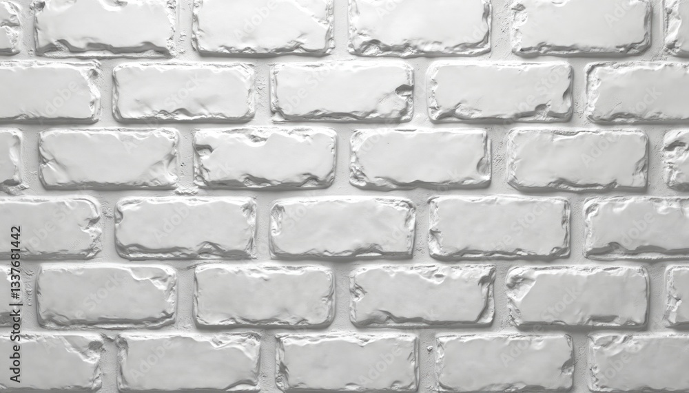 Poster white brick wall background with rough texture. solid stone pattern, block surface with architecture