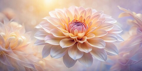 Obraz premium Long Exposure Peach & Cream Flower, Watercolor Bloom, Purple Center, Soft Pastel