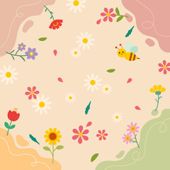 꽃으로 꾸며진 봄 느낌 배경