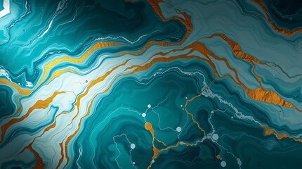 Abstract fluid art, swirling teal and turquoise colors, golden veins, marbled texture, ethereal underwater landscape, flowing patterns, liquid canvas, vibrant contrasts, aquatic inspired, dynamic comp