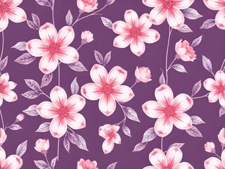 A seamless floral pattern featuring elegant, detailed flowers and leaves. The design includes a mix of blooming roses, lilies, and daisies with intricate swirling vines. The color palette is soft past