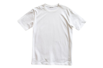 A plain white t-shirt with short sleeves, featuring a simple design and classic fit.