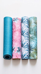 Rolled Yoga Mats Colorful Exercise Fitness Still Life