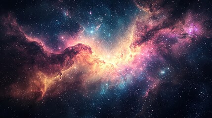 Fototapeta premium Vibrant nebula in deep space with cosmic dust and stars.