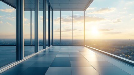 Fototapeta premium 高層ビルからの都市の眺望と洗練された建築デザイン
