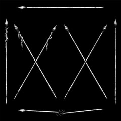 old Spears hand drawing vector isolated on black background.