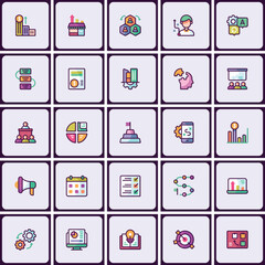 Modern Business and Strategy Icon Set for Corporate Design and Infographics