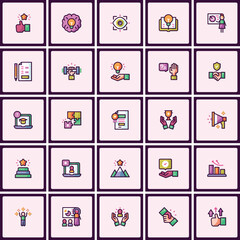 Diverse Icon Set: Business, Education, and Innovation Concepts Collection
