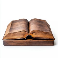 Obraz premium Intricate Wooden Book Sculpture on Dark Base, Generative AI.