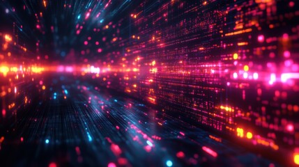 Fototapeta premium A colorful, glowing line of pixels that appears to be a computer screen