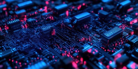 Obraz premium A computer chip with red and blue colors