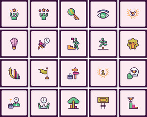 Achievement and Success Vector Icons Collection for Business Strategy